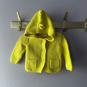 Baby Gap Yellow Chick Hooded Cardigan Sweater Size 6-12 Months